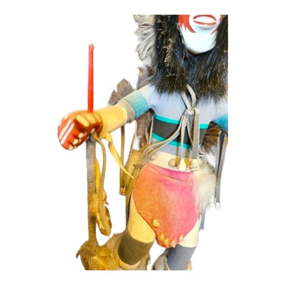 17" Native American Kachina Doll Spear Dance Signed IMSB - Picture 4 of 11